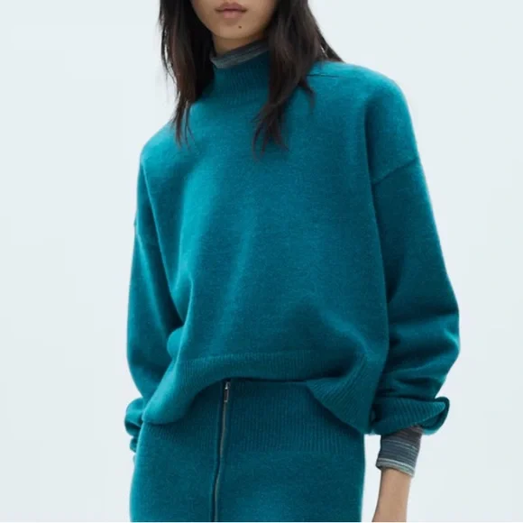 Teal Turtleneck Sweater - Picture 1 of 2